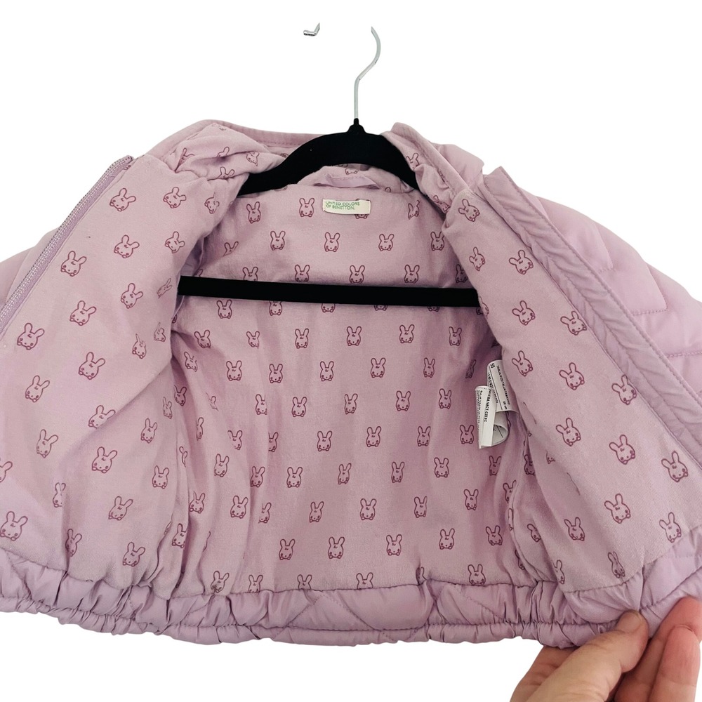United Colors of Benetton Baby Lavender‎ Puffer Jacket Hooded Bear Ears 1-3M - Picture 5 of 7